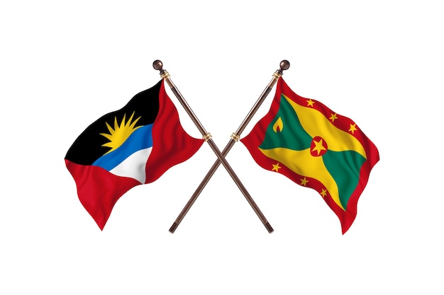 Antigua And Barbuda versus Grenada Two Countries Flags Background