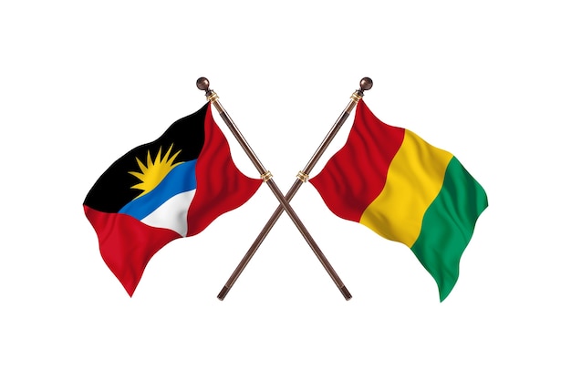 Antigua And Barbuda versus GuineaBissau Two Countries Flags Background