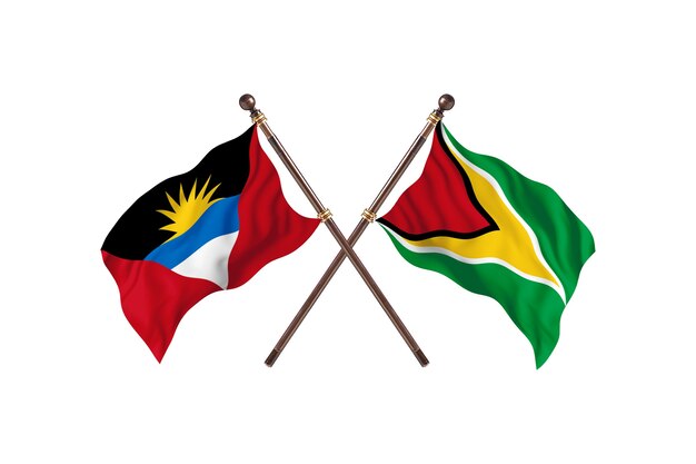 Antigua And Barbuda versus Guyana Two Countries Flags Background