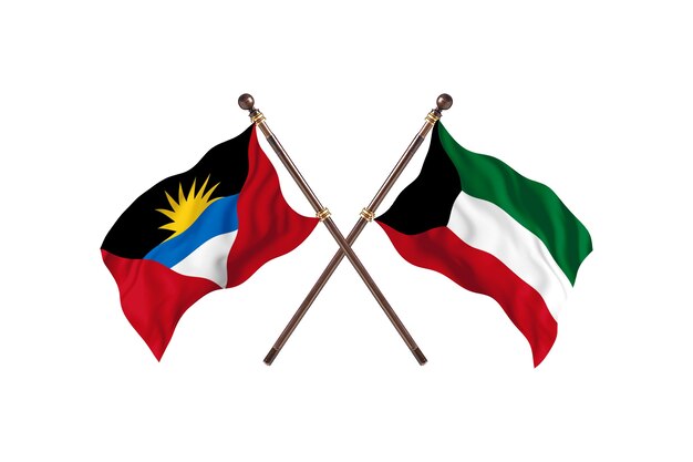 Antigua And Barbuda versus Kuwait Two Countries Flags Background