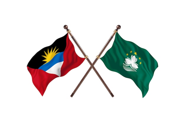 Antigua And Barbuda versus Macau Two Countries Flags Background