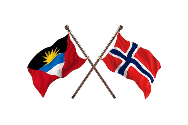 Antigua And Barbuda versus Norway Two Countries Flags Background