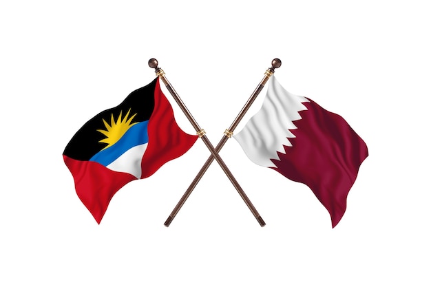 Antigua And Barbuda versus Qatar Two Countries Flags Background