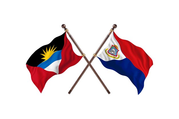 Antigua And Barbuda versus Sint Maarten Two Countries Flags Background