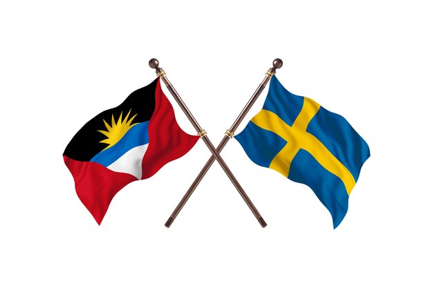 Antigua And Barbuda versus Sweden Two Countries Flags Background