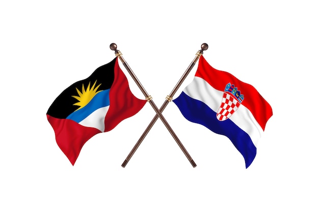 Antigua en Barbuda versus Kroatië twee landen vlaggen achtergrond