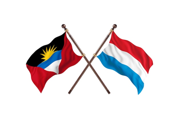 Antigua en Barbuda versus Luxemburg twee landen vlaggen achtergrond