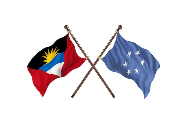 Antigua en Barbuda versus Micronesië Twee landen vlaggen achtergrond