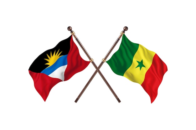 Antigua en Barbuda versus Senegal twee landen vlaggen achtergrond