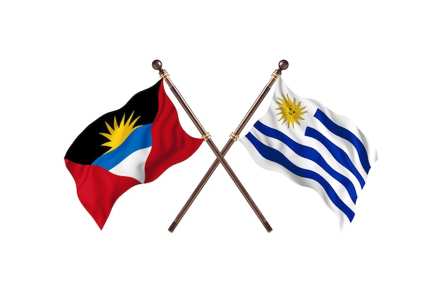 Antigua en Barbuda versus Uruguay Twee landen vlaggen achtergrond