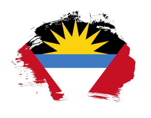 Antigua en barbuda vlag geschilderd op minimale penseelstreek achtergrond