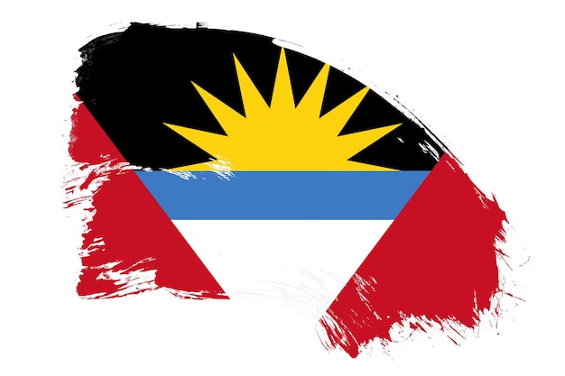 Antigua en barbuda vlag op witte achtergrond met abstracte verf penseel textuur effect