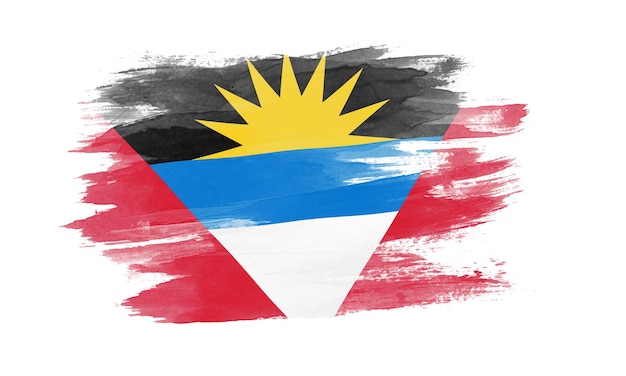 Antigua en Barbuda vlag penseelstreek, nationale vlag op witte achtergrond