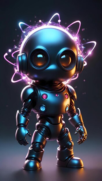 Photo antimatter robot 3d cartoon character concept design illustration