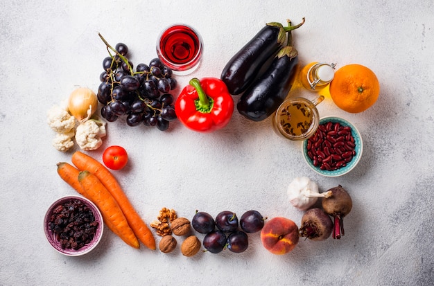 Antioxidant food in concrete table