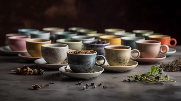 AntioxidantRich Herbal Elixirs Herbs and Spices in a a Ceramic Teacup Generative Ai