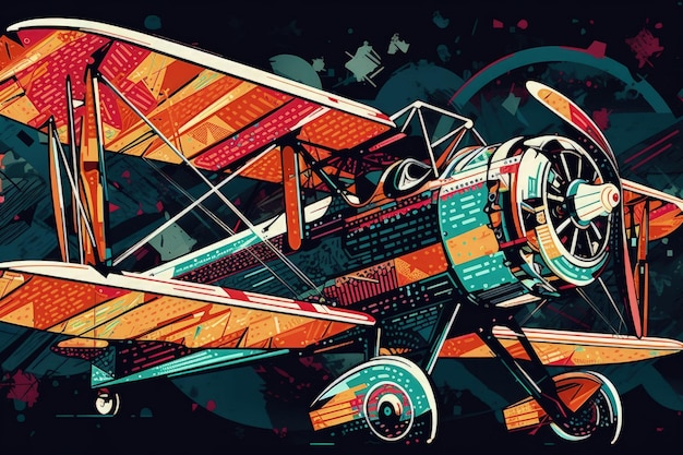 An antique airplane with a visible propeller Generative AI