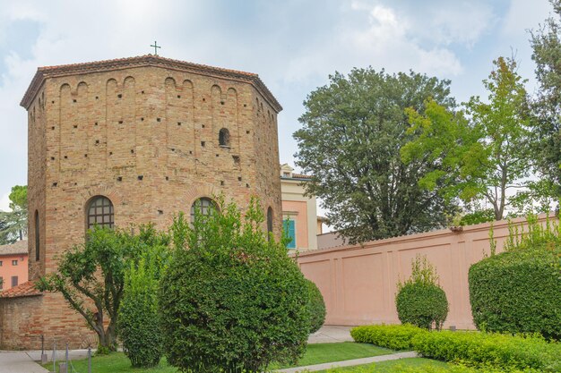 Photo antique arian baptistery at via dariani in ravenna italy