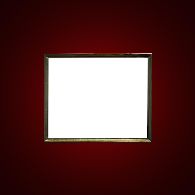 Antique art fair gallery frame on royal red wall at auction house or museum exhibition blank template with empty white copyspace for mockup design artwork