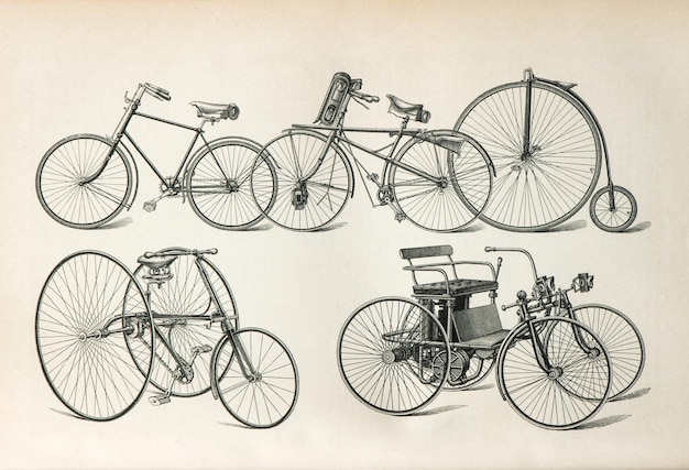 antique bicycles types from the beginning of 20th century