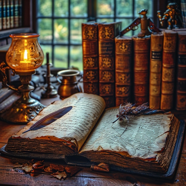 Antique books and quills