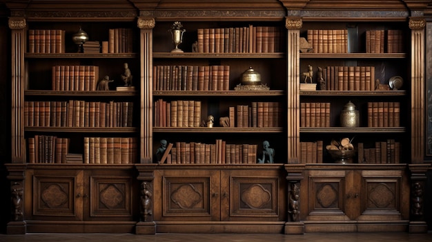 antique bookshelf AI generated image