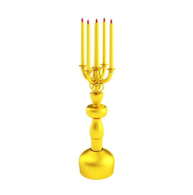 Antique Brass Candle Holder on white. 3D render