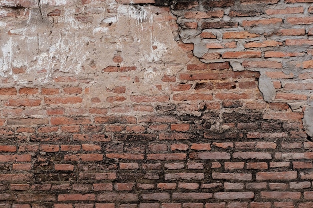 Antique brown brick wall of red color.texture grunge background.