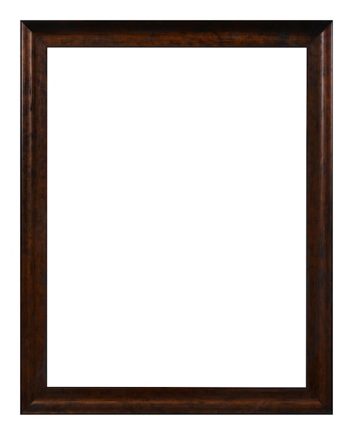 Antique brown wood frame isolated on the white background vintage style