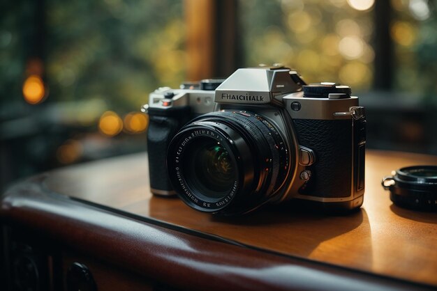 Photo antique camera in the grass