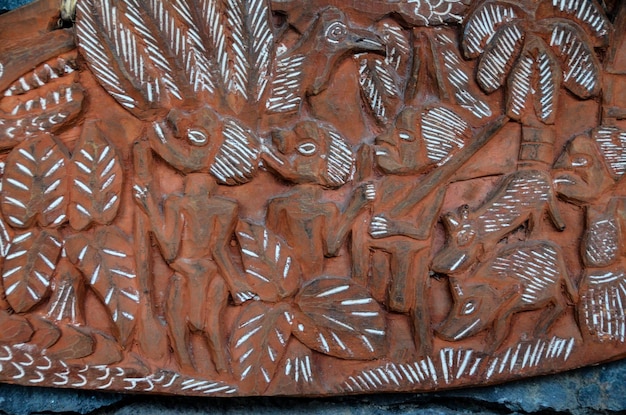 Antique Carved Wood Bas Relief