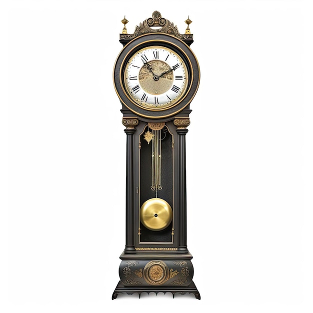 Antique clock on white background