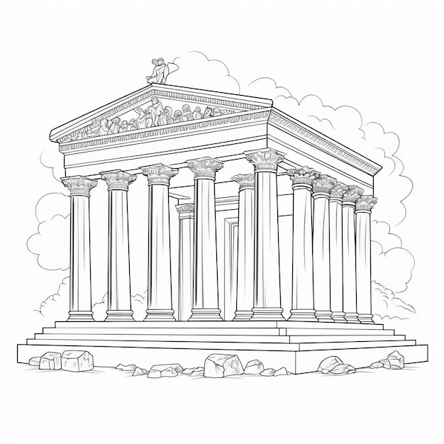 Photo antique columns with columns on a white background vector illustration