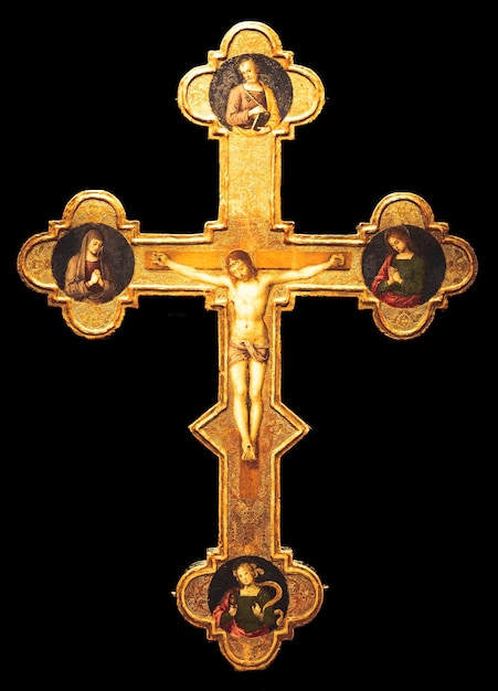 Antique crucifix made of gold Roman Catholic Church Jesus Christ