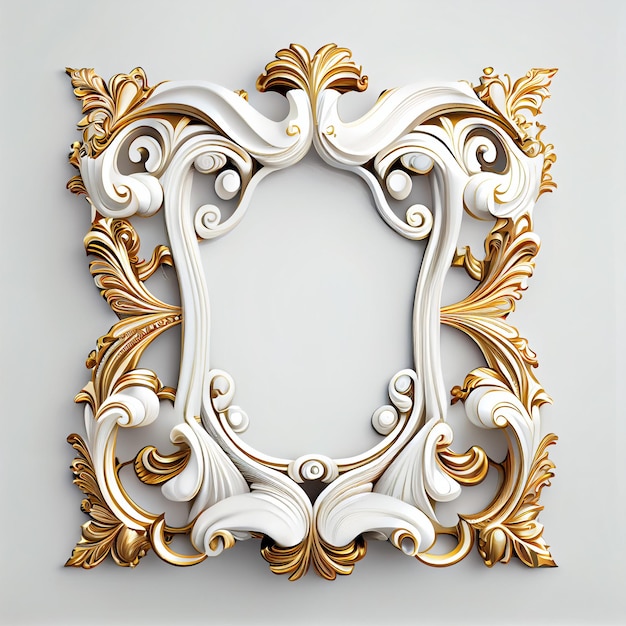 Antique Elegant Retro Royal Luxury Gold and white color Decorative Ornamental Frame