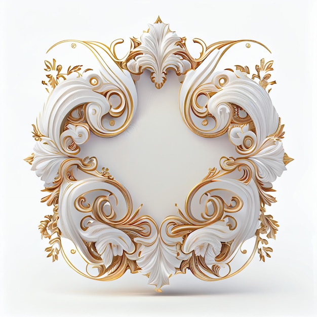 Photo antique elegant retro royal luxury gold and white color decorative ornamental frame