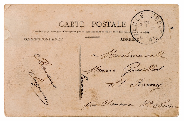 Antique french postcard  from paris. vintage sentimental retro style paper background