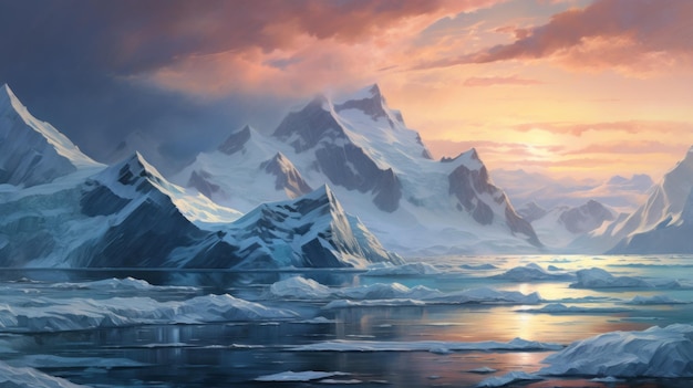 Antique Glacier Painting Stunning Concept Art Of Mountainous Vistas