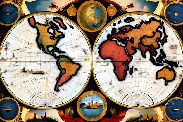 Antique Globe Map Wall Mural