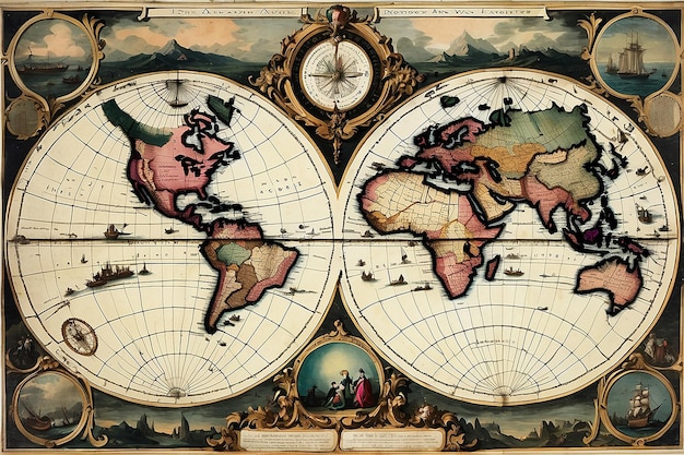 Antique Globe Map Wall Mural