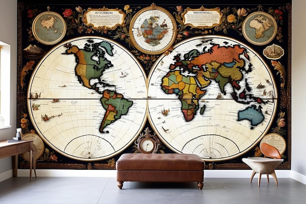 Antique Globe Map Wall Mural