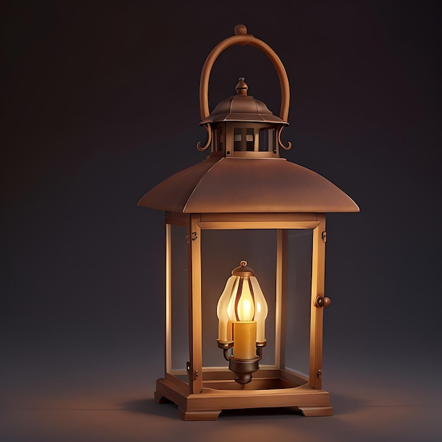 an antique glowing lantern with dark background generative AI