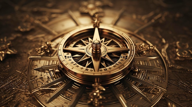 Antique Gold Compass Rose