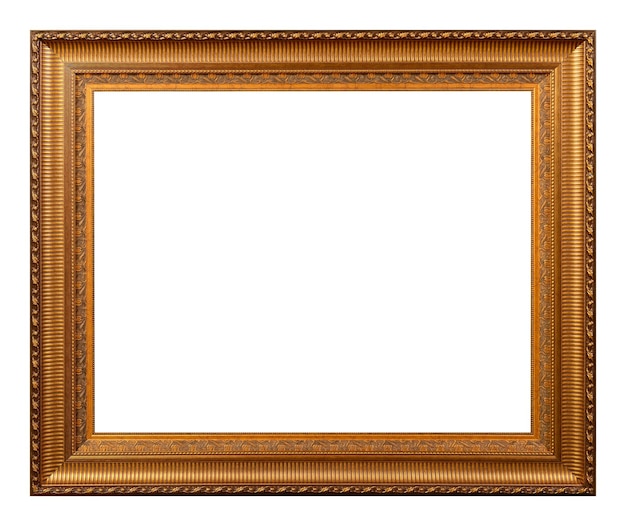 Antique gold frame isolated on the white background vintage style