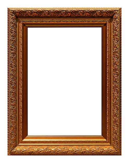 Antique gold frame isolated on the white background