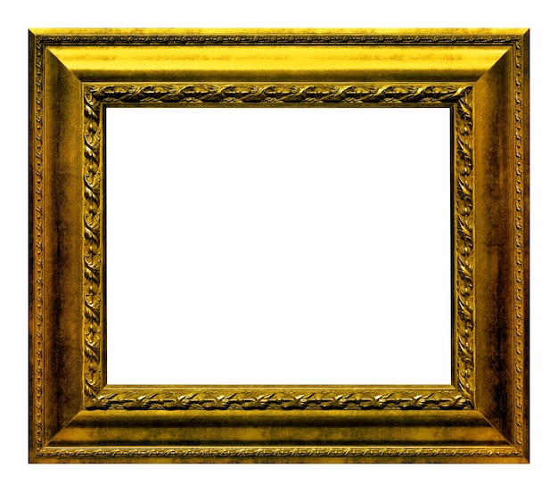 Antique gold frame isolated on the white background