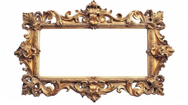 Antique gold frame isolated on the white background