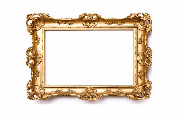 Antique gold frame isolated on the white background