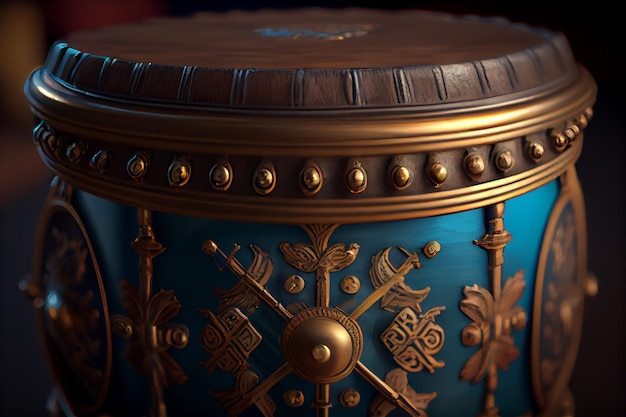 Antique golden and blue percution instrument generative AI