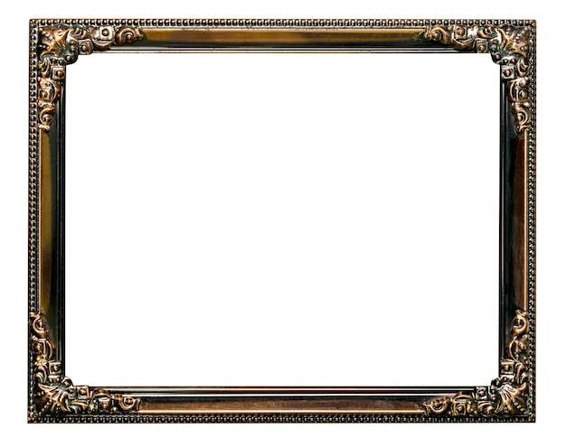 antique golden brown picture frame isolated on white backgroundclipping path